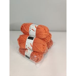 Touch Of Alpaca Thick & Quick Lion Brand Yarn Jumbo 7, Pumpkin, 3 pack Lot